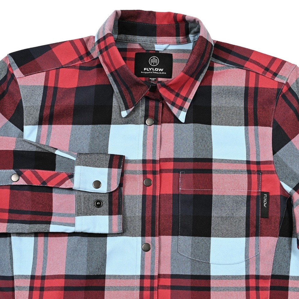 FLYLOW Brigitte Tech Flannel Plaid Snap Up Shirt M Gorpcore Moisture Wick EUC